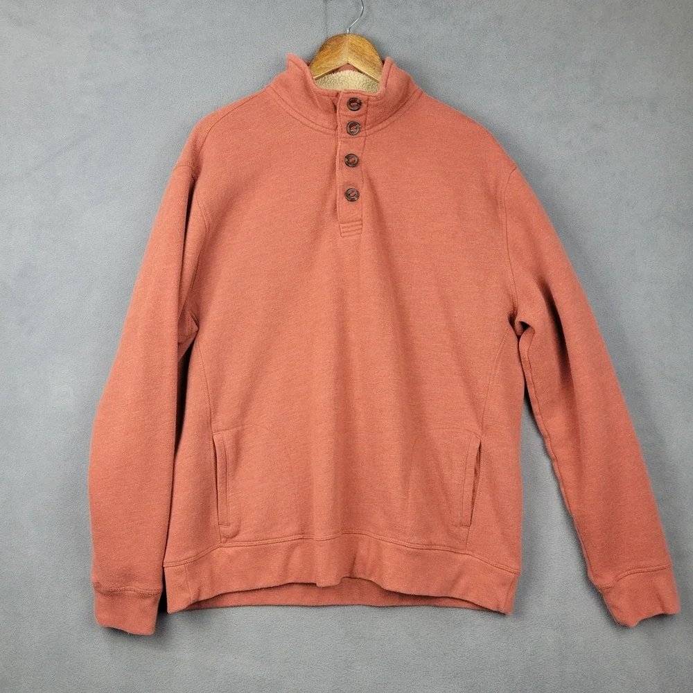 Arrow Sweatshirt Mens XL Orange Cotton Sherpa Lined Henley Neck Warm Wear Winter